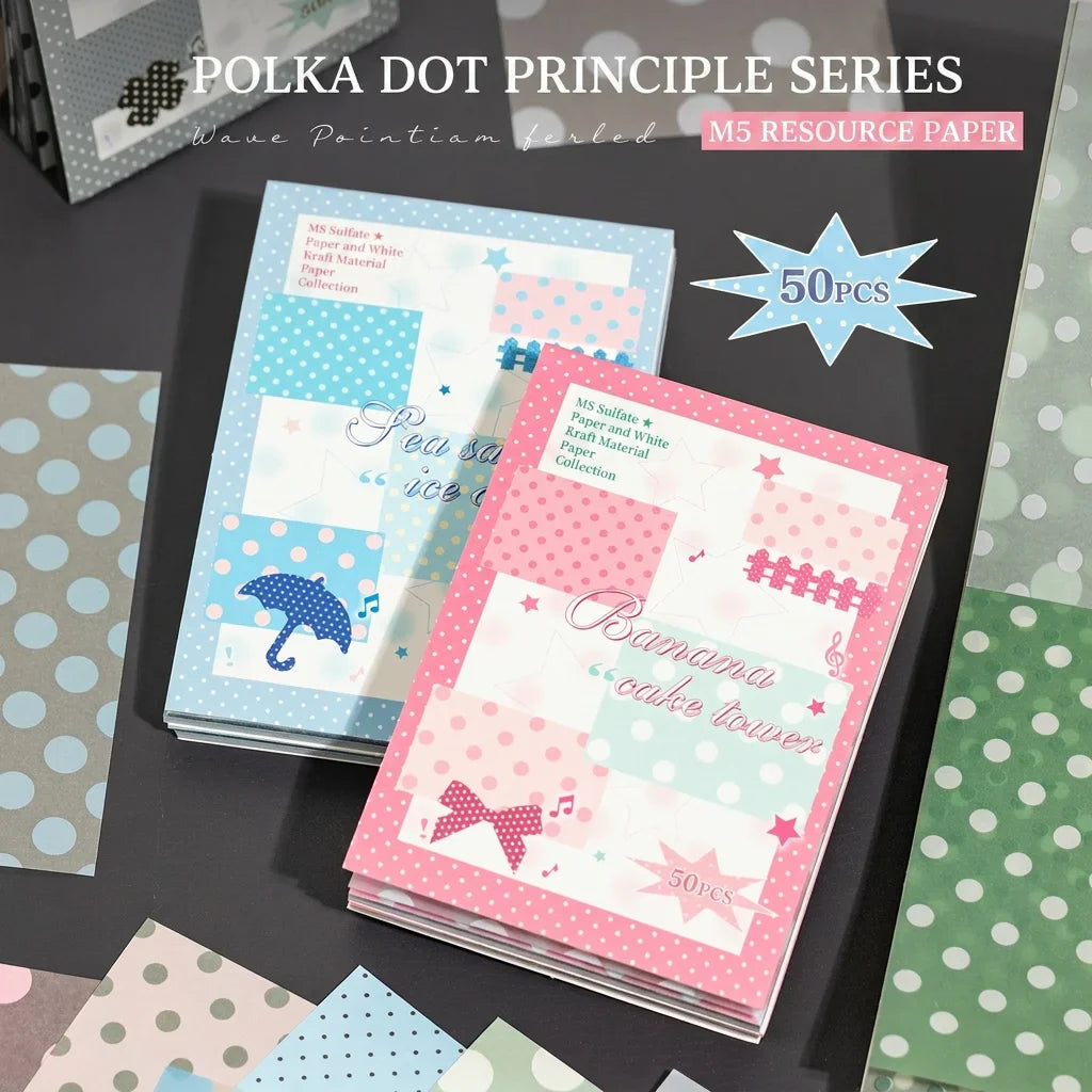 50-Sheet Polka Dot Kraft & Vellum Paper – M5 Journal Inserts