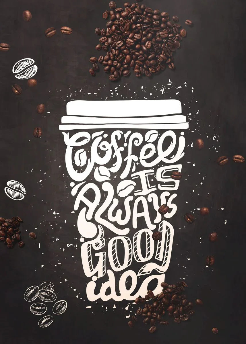 Nordic Coffee Canvas Wall Art | Café Kitchen Chalkboard Print