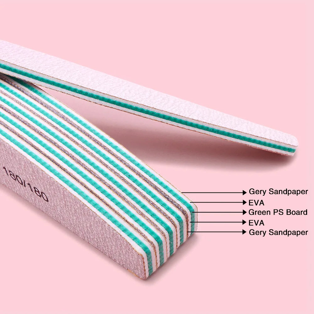 5Pcs/Lot Nail File Mix Color Limas 80/100/150/180/240 Grit Professional Sandpaper Cuticle Remover Buffer Files Manicure Tool Set Peaceful Pleasures Health and Wellness