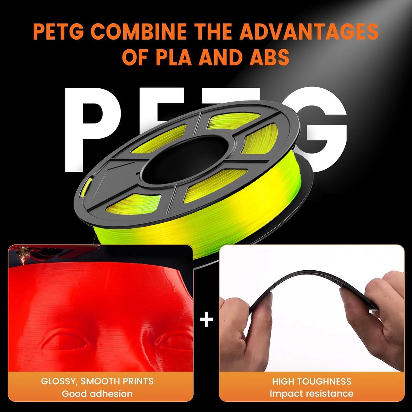 PETG Filament 1.75mm Transparent Yellow | ±0.02mm Accuracy