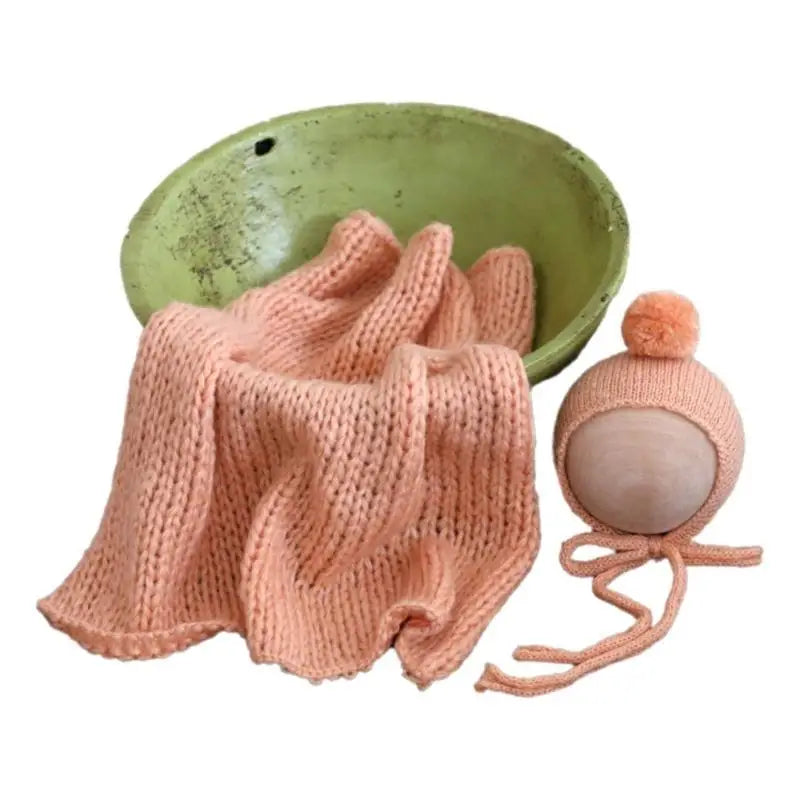 Newborn Photography Props – Mohair Hat & Wrap Blanket Set
