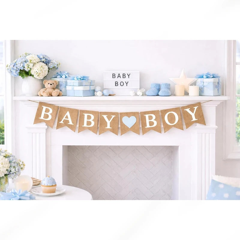 Baby Boy Banner Bunting Garland – Baby Shower & Gender Reveal