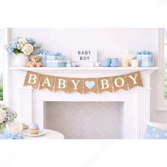 Baby Boy Banner Bunting Garland – Baby Shower & Gender Reveal Baby Shower Banner Peaceful Pleasures Health and Wellness banner 1set 13x18cm