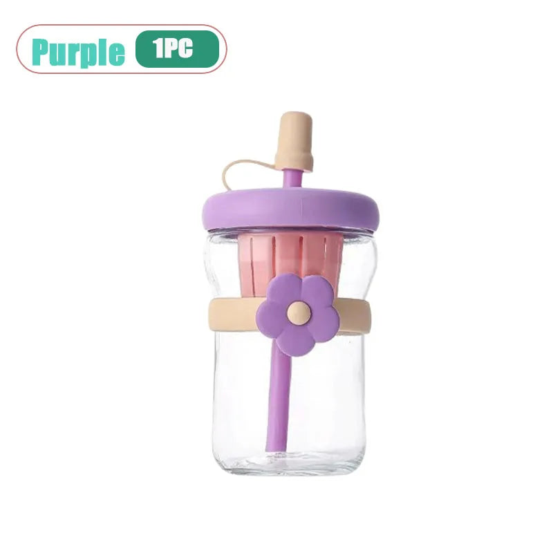 500ml Glass Cold Brew Cup with Straw & Tea Infuser – Floral