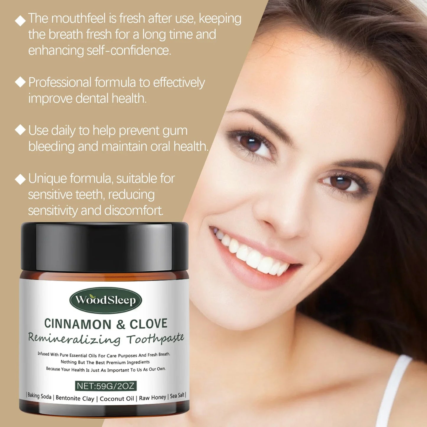 Natural Teeth Whitening Powder 59g – Remineralizing Stain Removal
