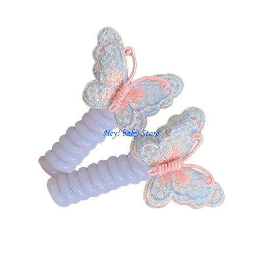 Telephone Cord Hair Ties for Girls – Coil Scrunchies 5 Colors