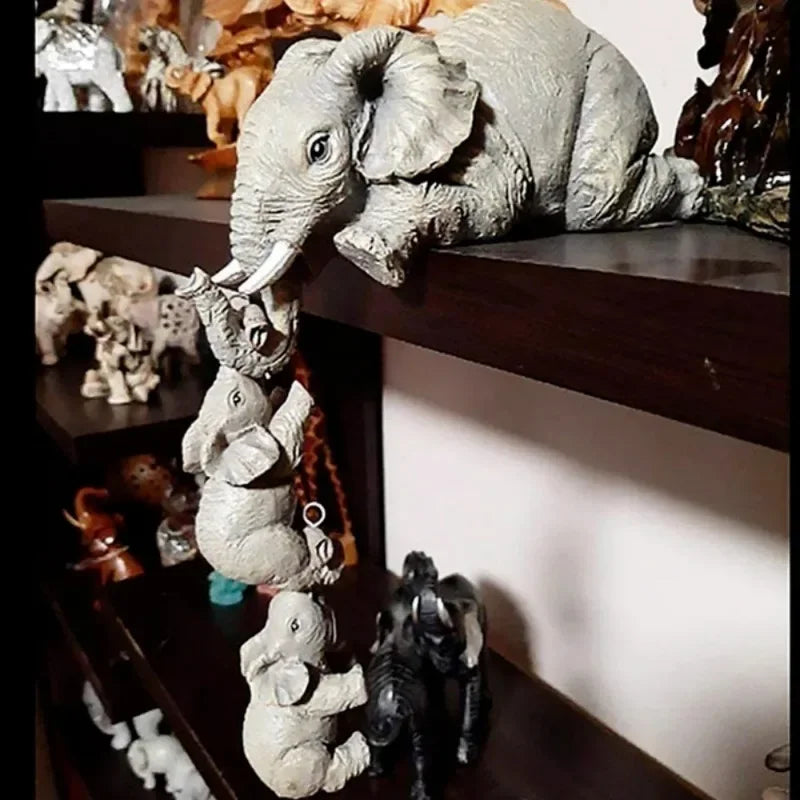 Cute Elephant Hug Baby Doll Resin Handicraft Decoration Home Decor