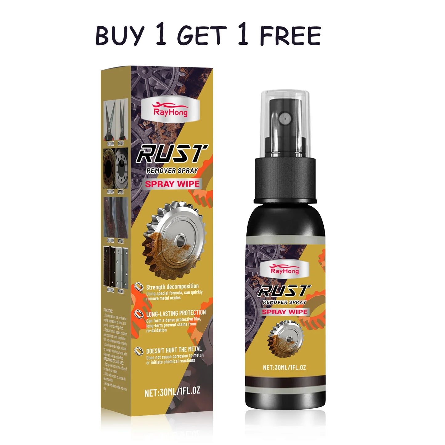 Rayhong 30ml Metal Rust Remover Spray | Car Hub Polish & Protect