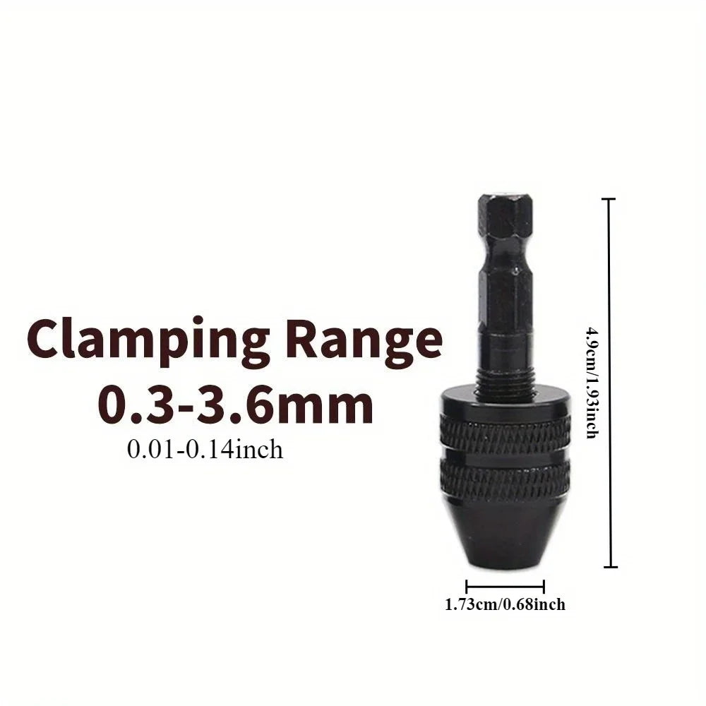 1/4" Hex Shank Keyless Drill Chuck Collet Conversion Adapter