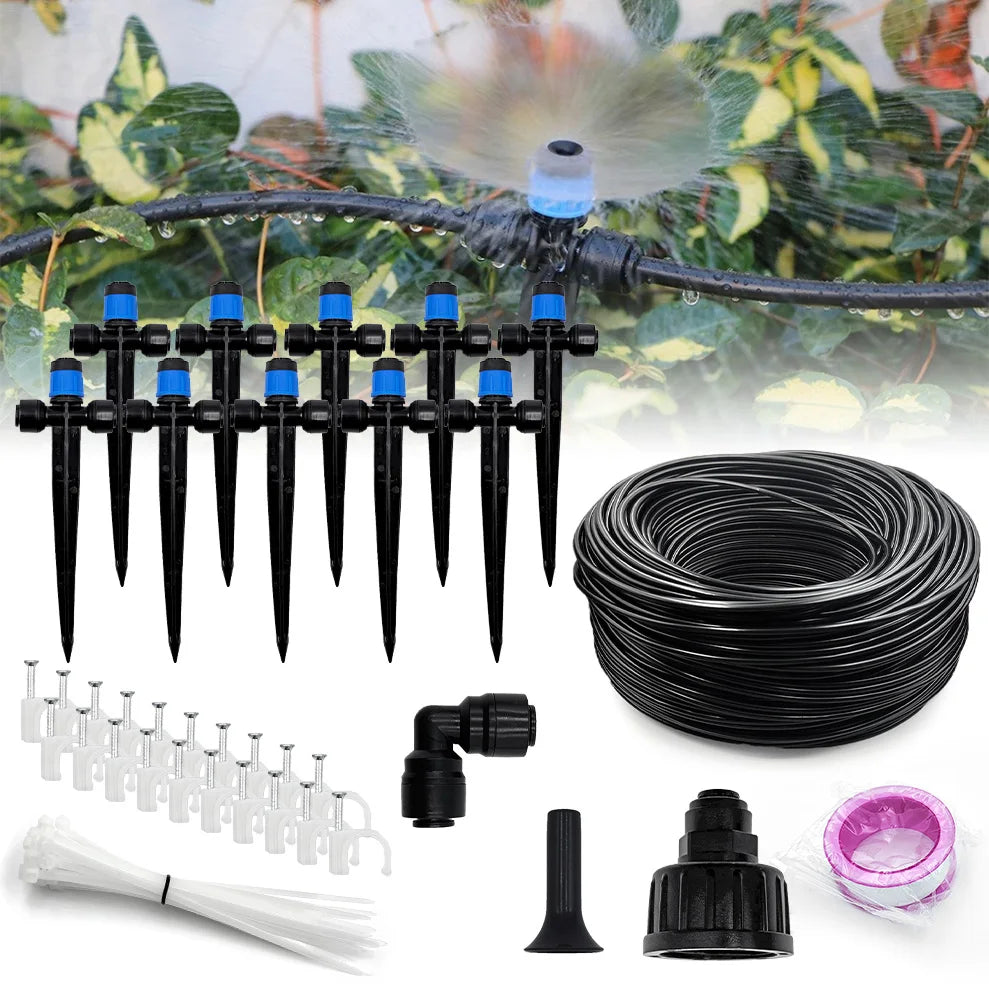DIY Automatic Irrigation Equipment Set for Lawn Raised Bed Greenhouse,Quick-Connect Drip Irrigation Kit Garden Watering System Peaceful Pleasures Health and Wellness