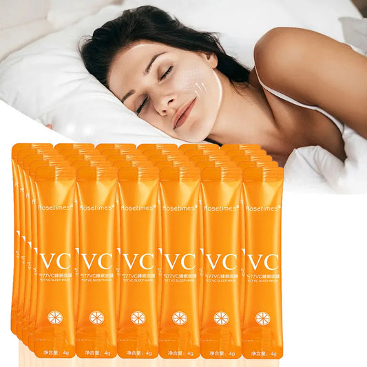 SADOER Vitamin C Sleeping Mask 30pcs | Brightening & Firming Sleeping Face Mask Peaceful Pleasures Health and Wellness