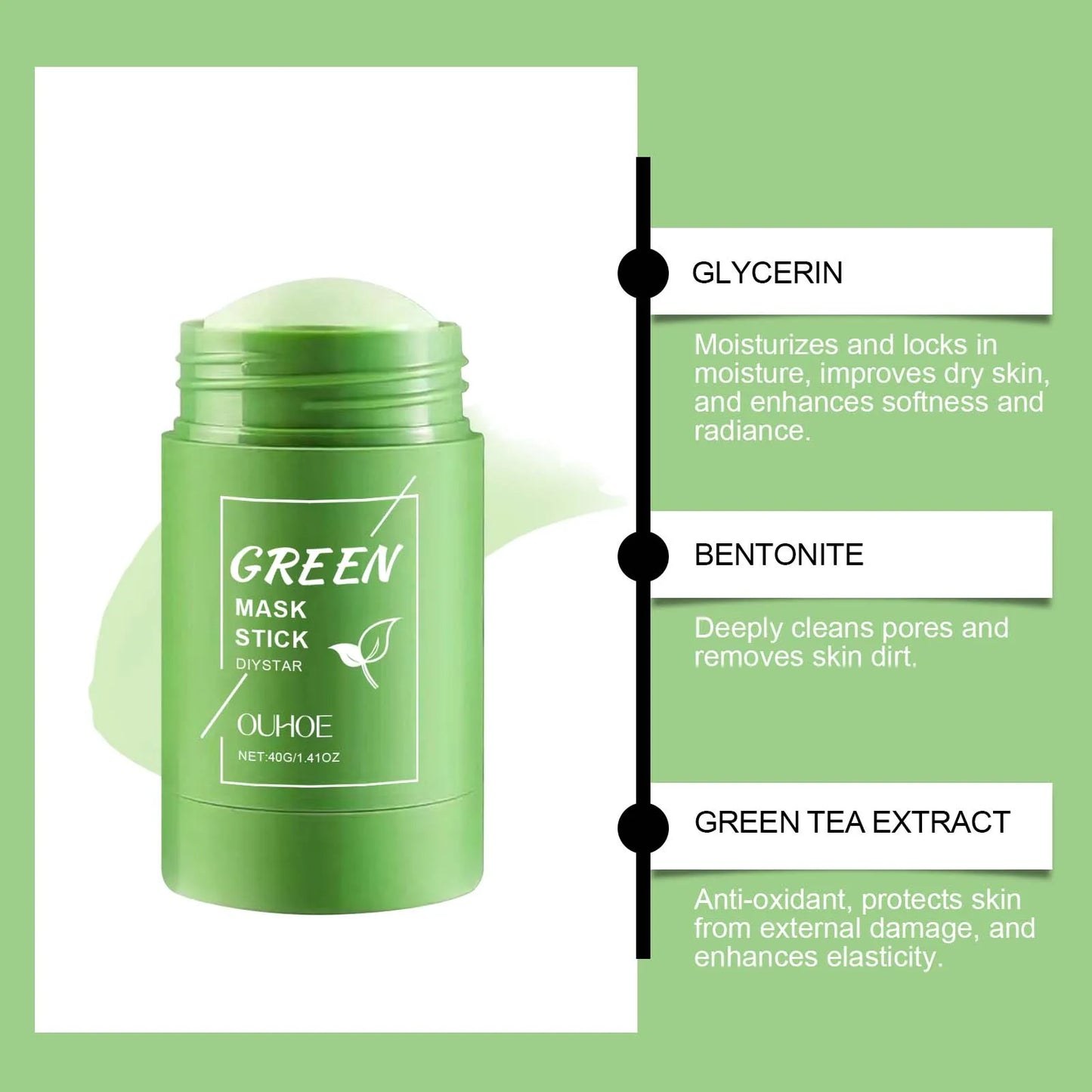 Green Tea Cleansing Stick Mask – Pores, Blackheads & Moisture