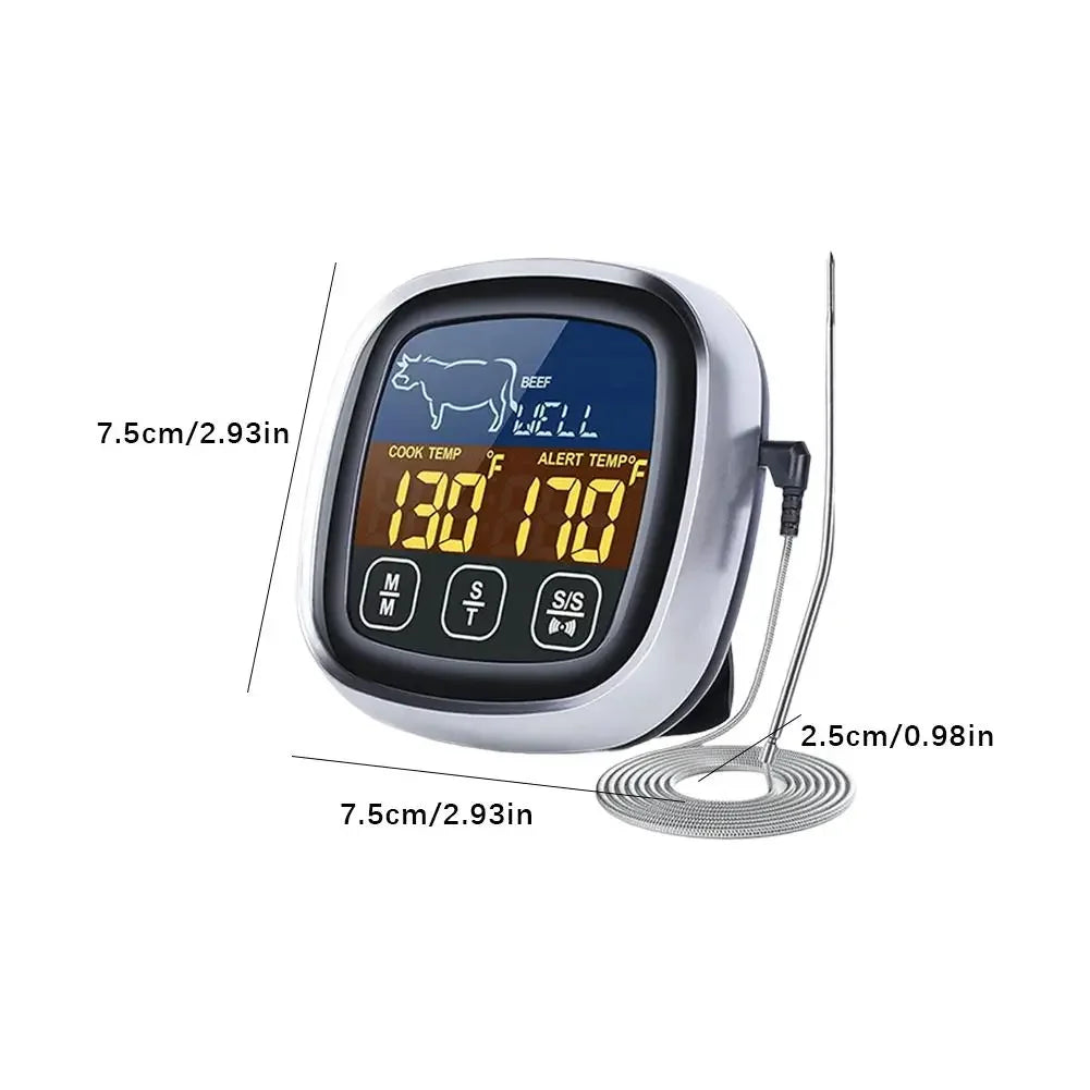 Digital Kitchen Thermometer Probe Touch Screen Meat Barbecue Food Temperature Measure Tool Steak BBQ Timer Cooking Tools 1PC Peaceful Pleasures Health and Wellness