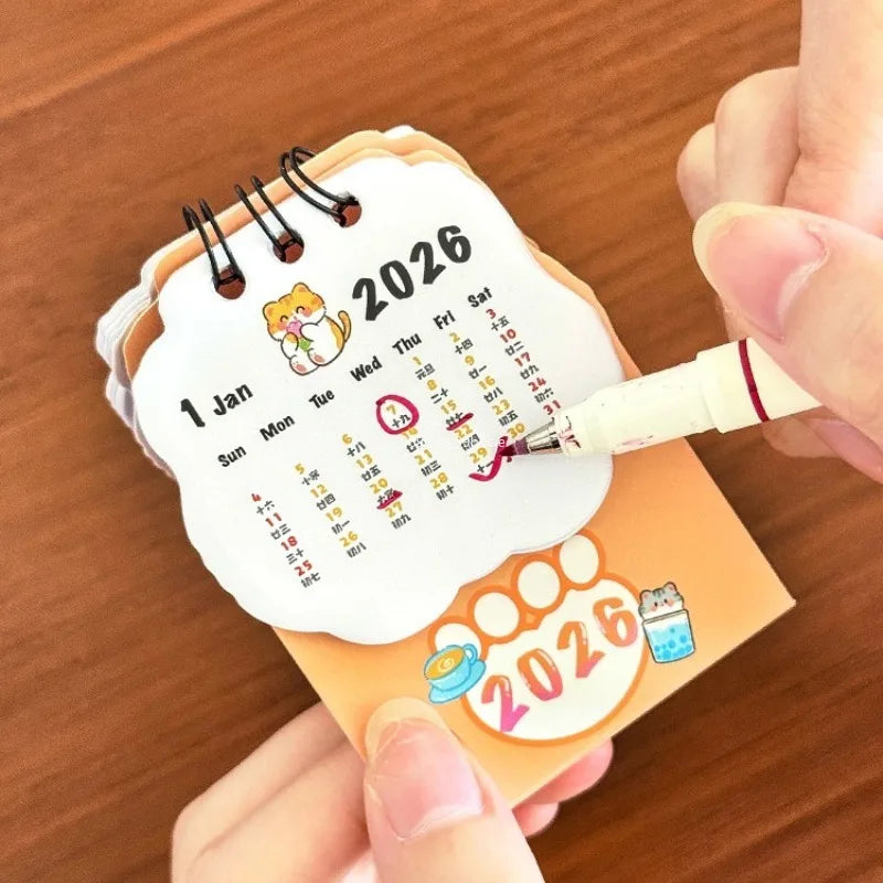 Cute 2026 Mini Desk Calendar Cartoon Cat Daily Organization Desktop Calendar Coil Planner To Do List Coil Calendar School مكاتب Peaceful Pleasures Health and Wellness