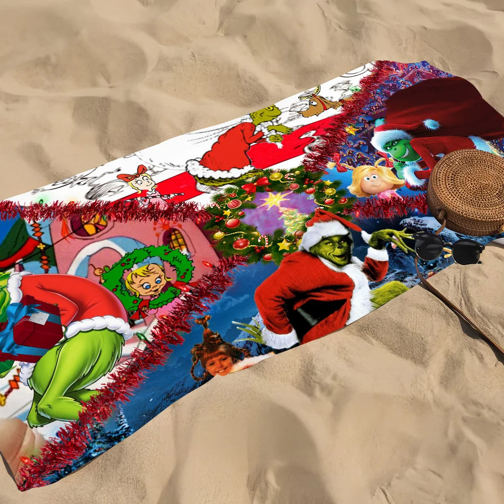 Grinch Quick-Dry Beach Towel | Soft Cartoon Print, Multi-Size Quick-Dry Beach Towel Peaceful Pleasures Health and Wellness