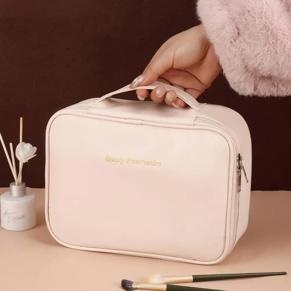 Women's Cosmetic Bag Makeup Bag Double Layer Large Capacity Luxury Cosmetics Organizer Travel Essentials Women's Cosmetic Bag Peaceful Pleasures Health and Wellness