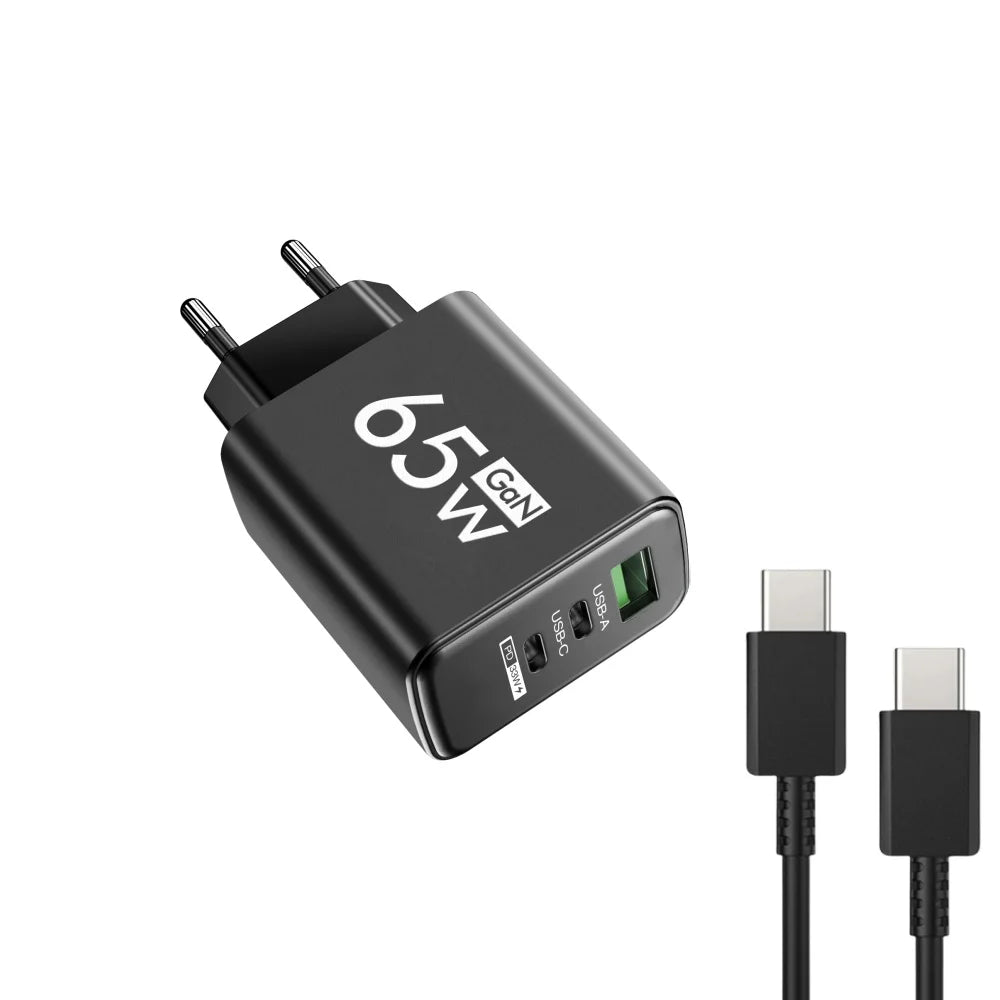 67W GaN Fast Charger USB-C PD 3.0 QC 4.0 Multi-Port Wall Adapter