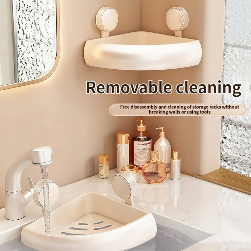 No-Drill Corner Shower Shelf | Suction Bathroom Organizer