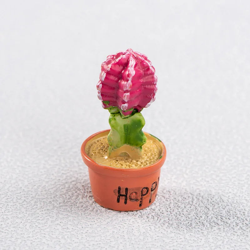 Cartoon Miniature Cactus Potted Handmade Realistic Mini Potted Plant Resin DIY Cactus Figurines Desktop Decorative Fairy Garden Peaceful Pleasures Health and Wellness 2