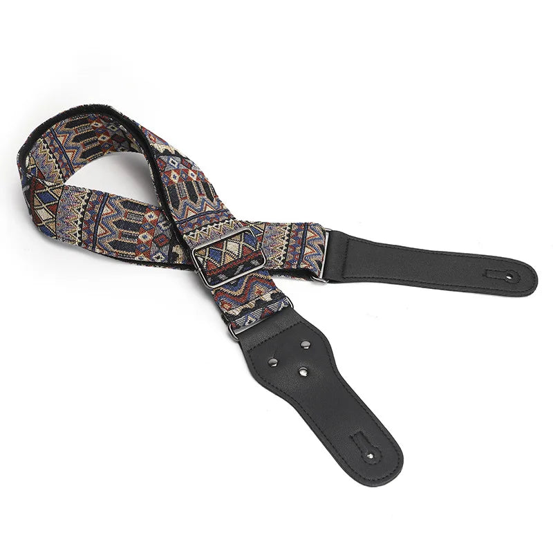 P&p Boho Embroidered Guitar Strap Cotton Adjustable Acoustic Electric