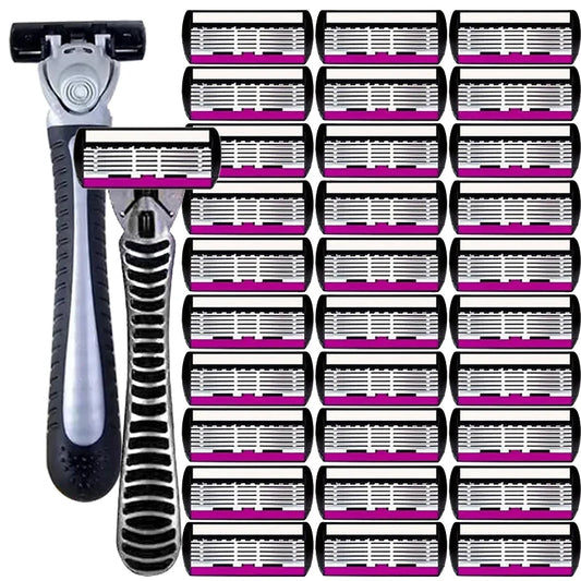 6-Layer Double Edge Safety Razor | Stainless Steel Manual Shaver Safety Razor Peaceful Pleasures Health and Wellness