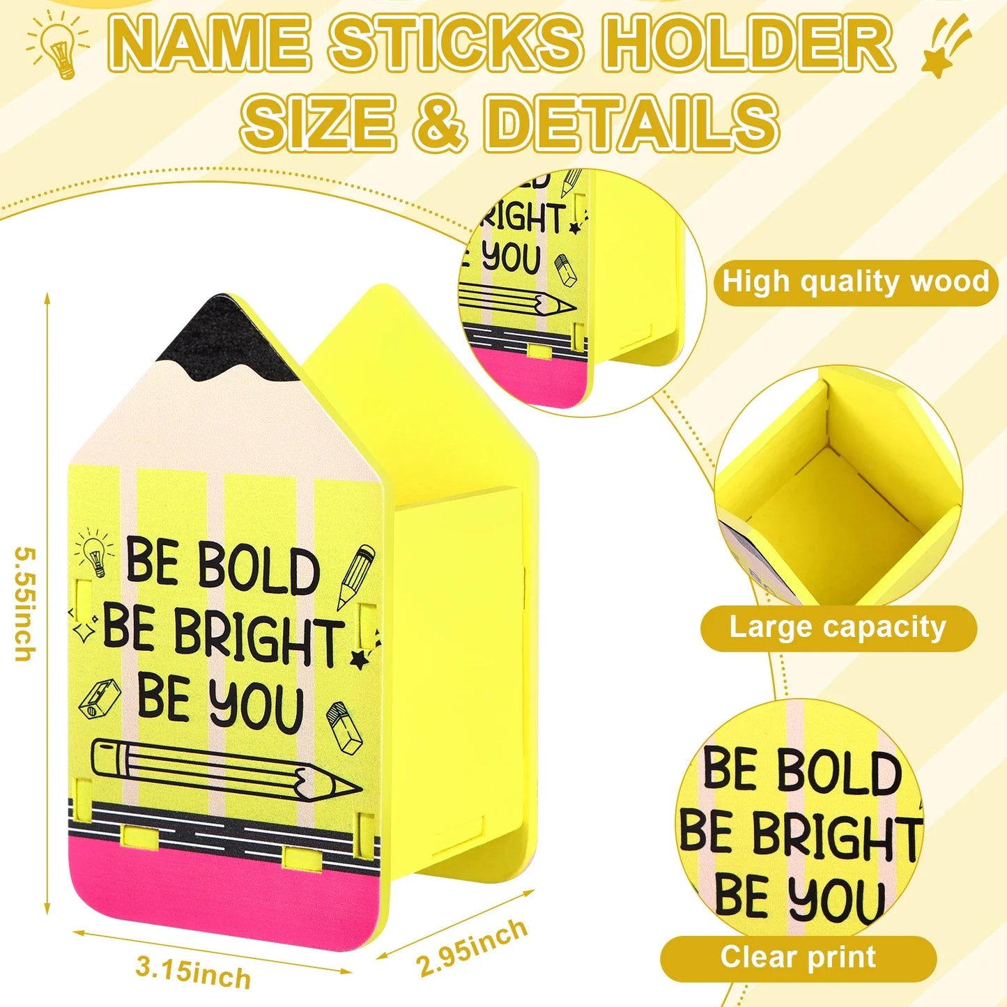 101-Piece Flip Name Sticks Set with Wooden Storage Cup