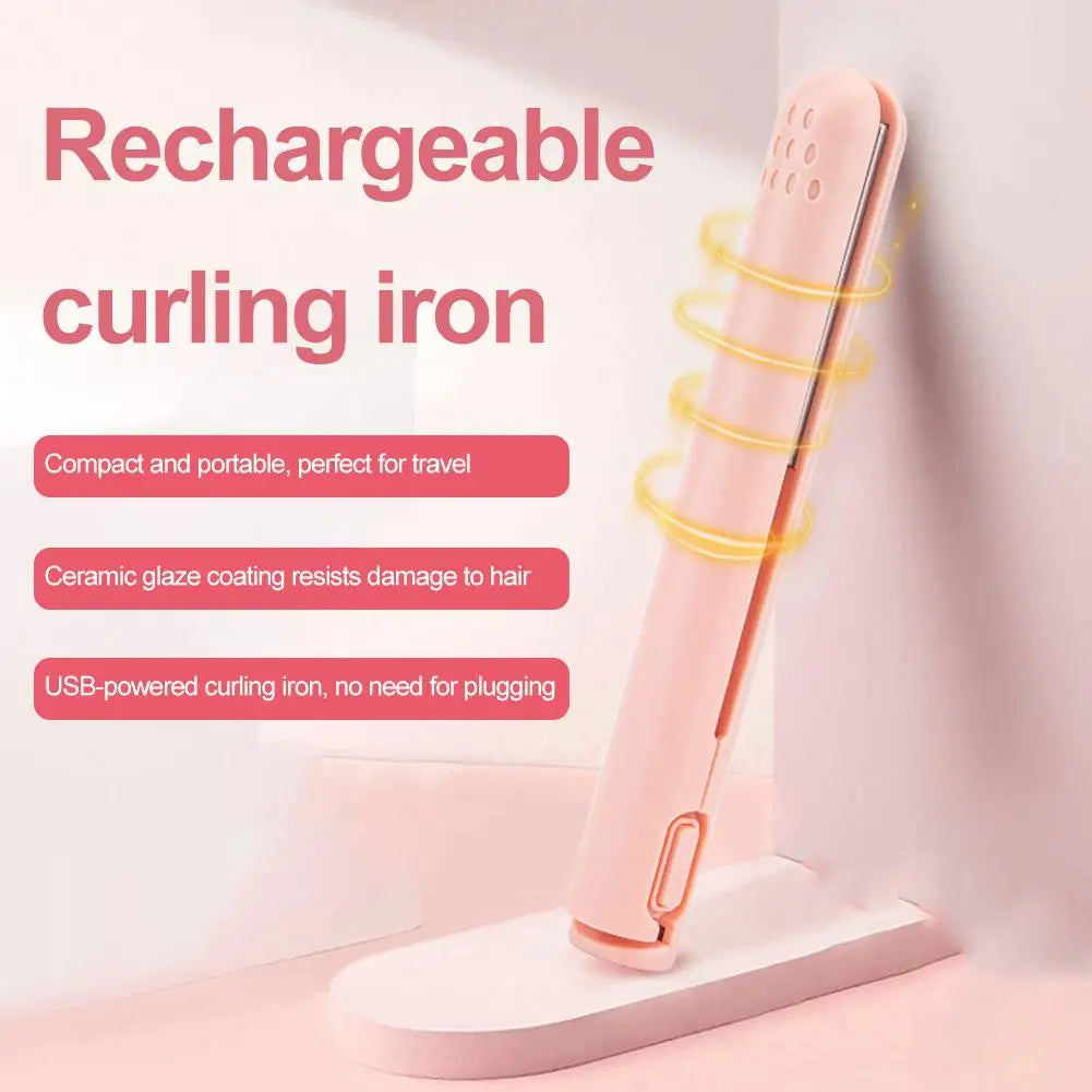 2-in-1 Mini Hair Straightener & Curler | Portable Travel Tool