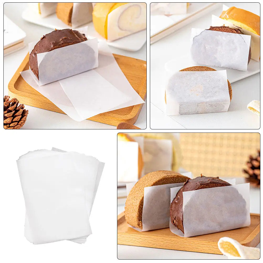 100Pcs Cake Roll Wrapping Paper Sheets Food Grade Oil Proof Baking Roll Papers for Swiss Rolls Sandwiches and Snack Packaging Peaceful Pleasures Health and Wellness
