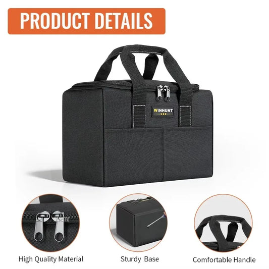 12 Inch Heavy Duty Tool Tote Bag, Waterproof Oxford Cloth Tool Organizer with Multi Pockets for Electrician DIY Home Maintenance Peaceful Pleasures Health and Wellness