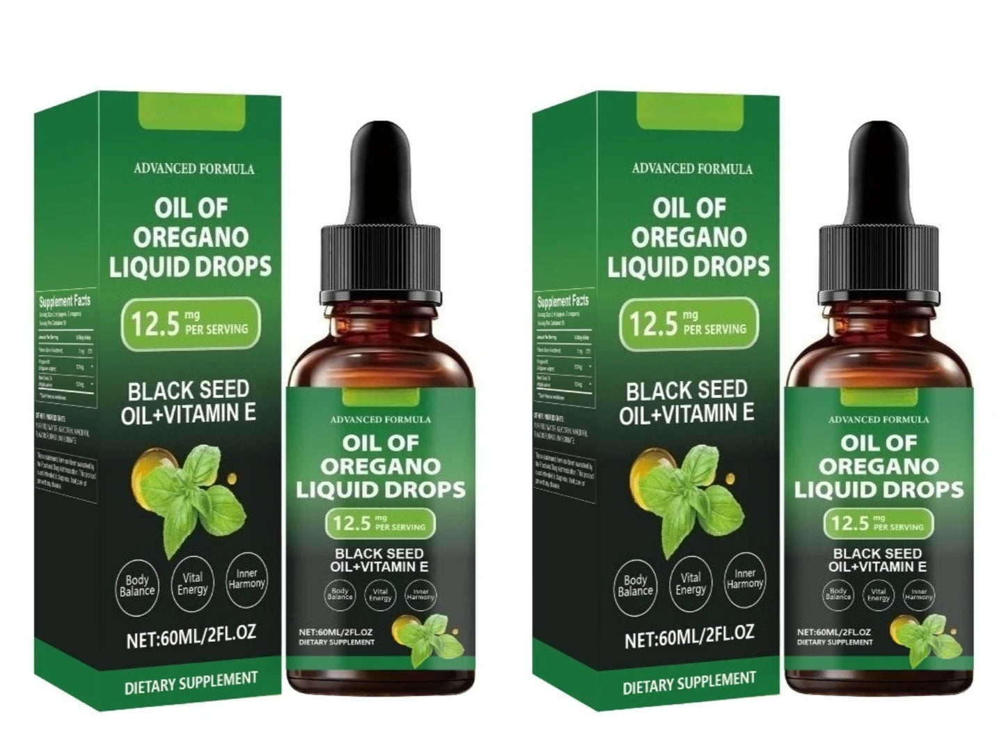 Oregano Oil Drops with Black Seed Oil & Vitamin E – 60ml
