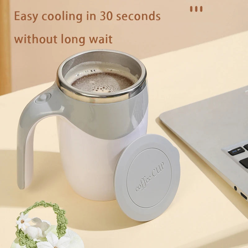 Portable Automatic Stirring Coffee Mug Magnetic Electric Stainless Steel Self Mixing Coffee Tumbler Rotating Home Office Travel Peaceful Pleasures Health and Wellness
