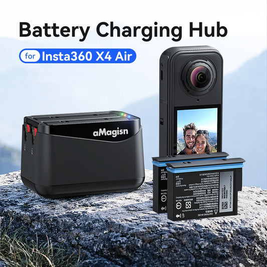 AMagisn Dual-Channel Battery Charger Hub for Insta360 X4 Air Battery Charger Hub Oasis Select