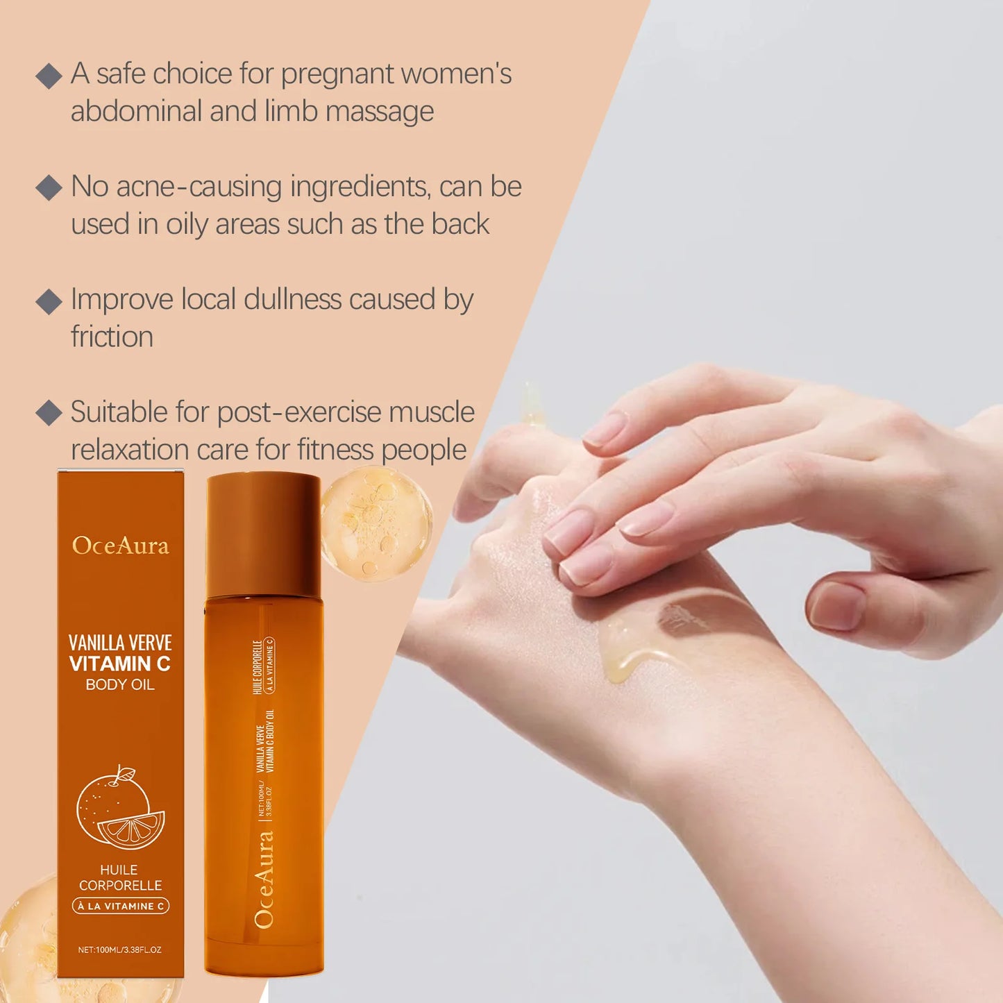 OceAura Vitamin C Body Oil – Brighten & Moisturize Skin 100ml