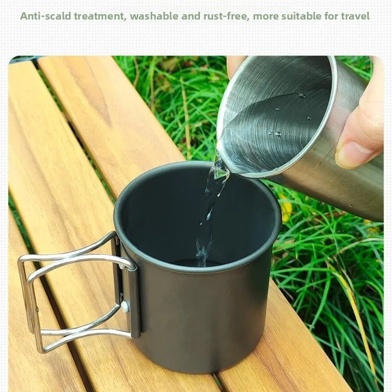 Outdoor Foldable Aluminum Camping Cup - Ultralight Portable Travel Mug for Coffee Tea Hiking Backpacking Picnic Mini Water Cup Peaceful Pleasures Health and Wellness