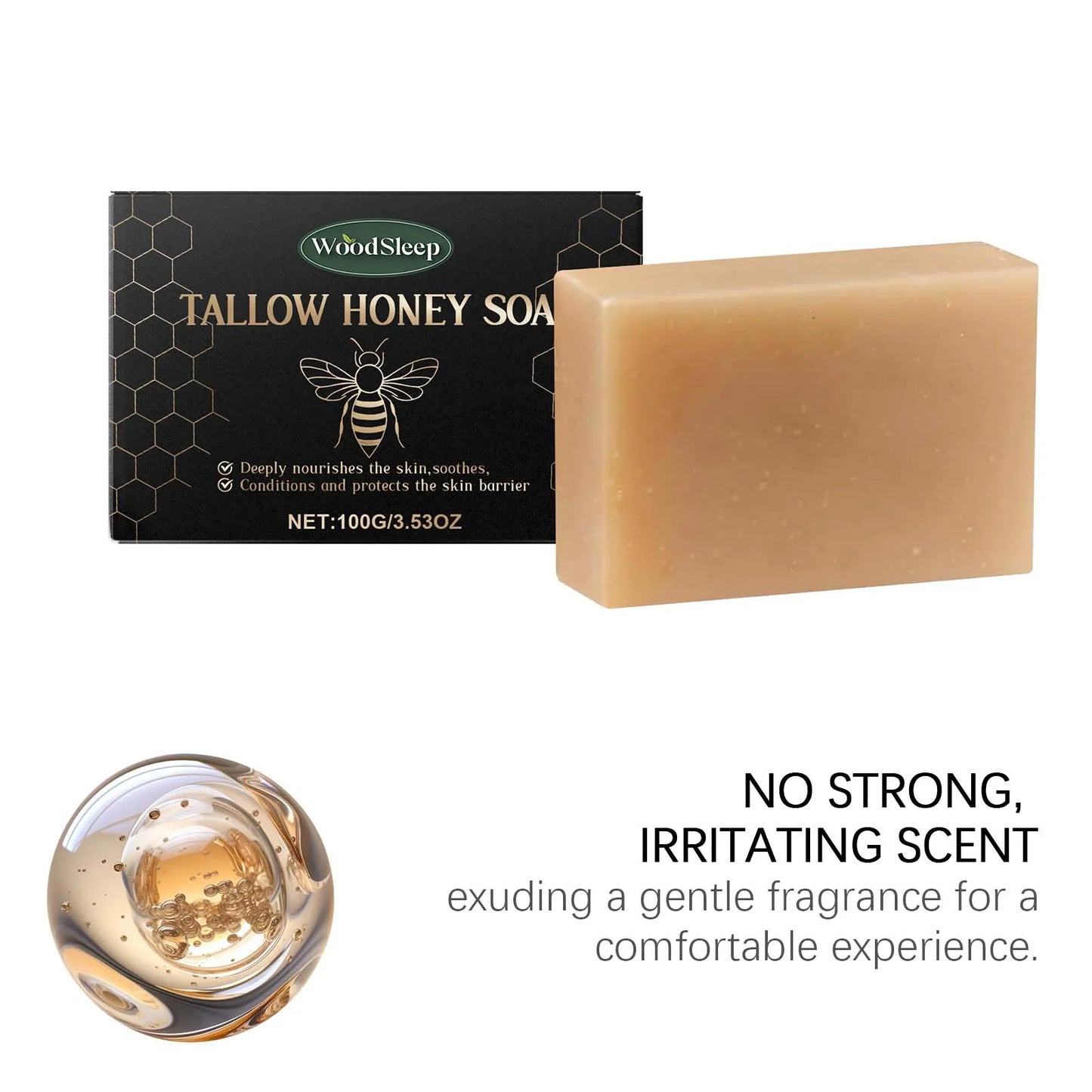 Tallow Honey Soap 100g – Hydrating Natural Cleansing Bar
