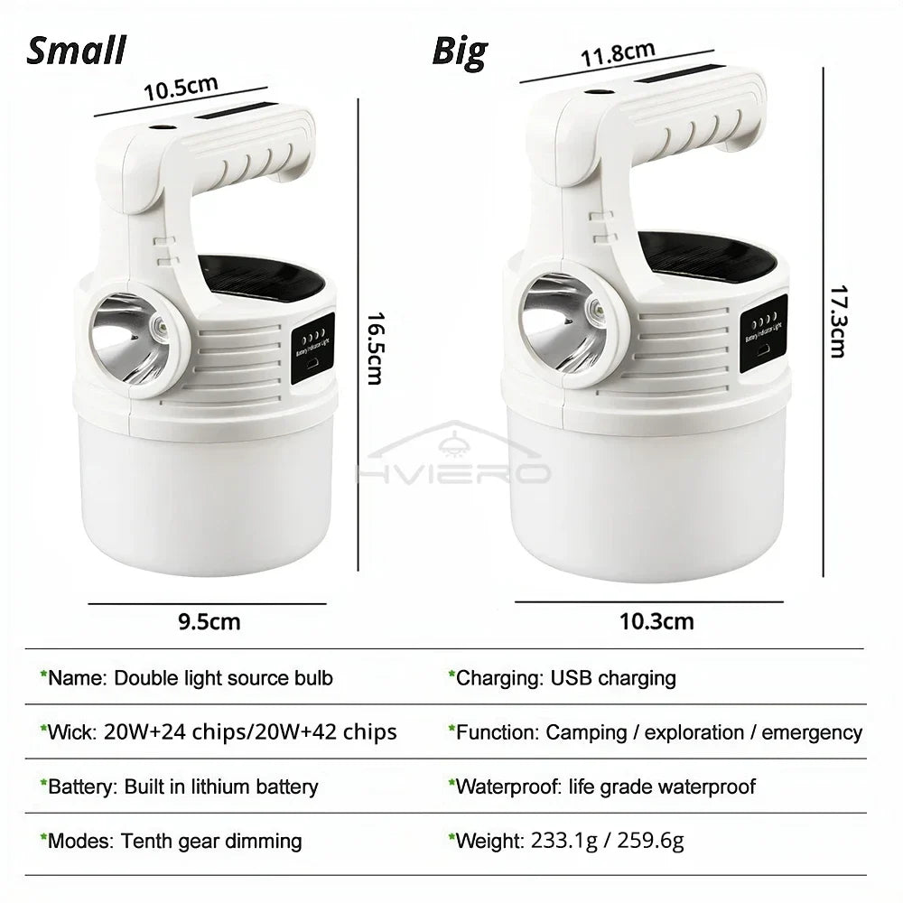 Solar LED Camping Lantern 24/42 LED IP65 USB Rechargeable
