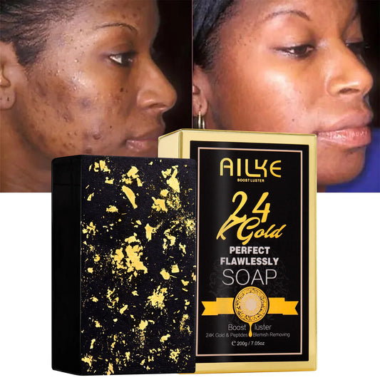 AILKE 24K Gold Foil Brightening Soap | Even Skin Tone 200g Brightening Bar Soap Peaceful Pleasures Health and Wellness Soap 200g United States