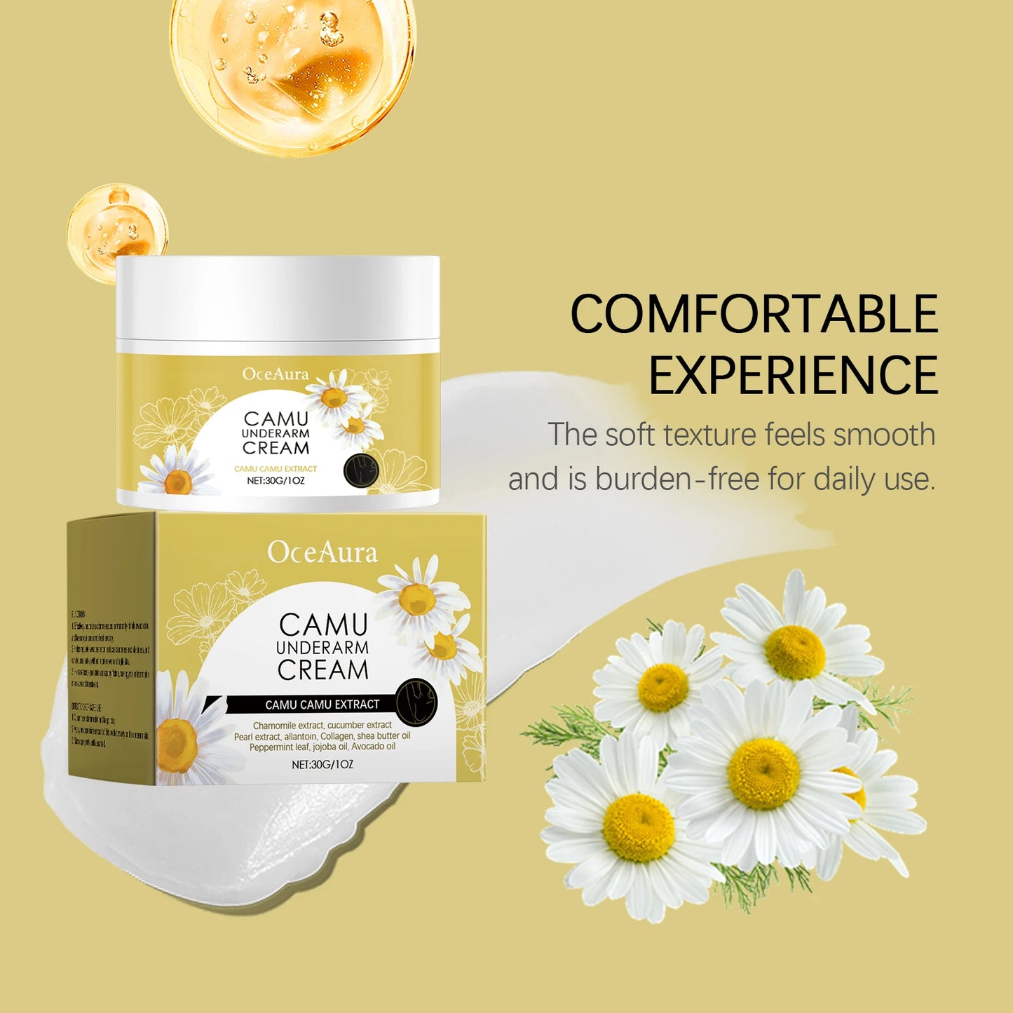 OceAura Chamomile Underarm Deodorant Cream 30g | Anti-Sweat
