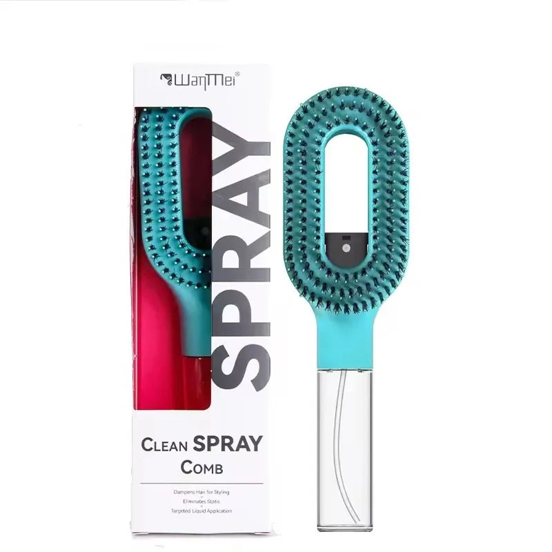 2-in-1 Multi-functional Spray Bottle Comb Wet Dry Scalp Massage Bristle Comb Salon Fluffy Modeling Comb Gift for Girl Women Peaceful Pleasures Health and Wellness green