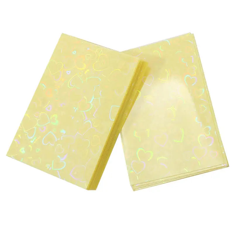 50Pcs/Pack Holographic Heart Kpop Photocard Sleeves Double Layer Matte Card Protector for Photo Cards Album Collectibles Peaceful Pleasures Health and Wellness yellow 2-Packs