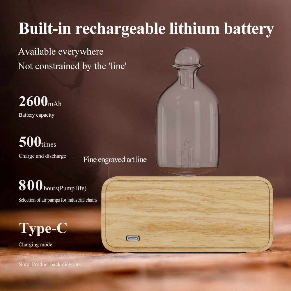 HOMEFISH Waterless Essential Oil Diffuser | Wood & Glass Scent Machine Nebulizing Aroma Diffuser Peaceful Pleasures Health and Wellness