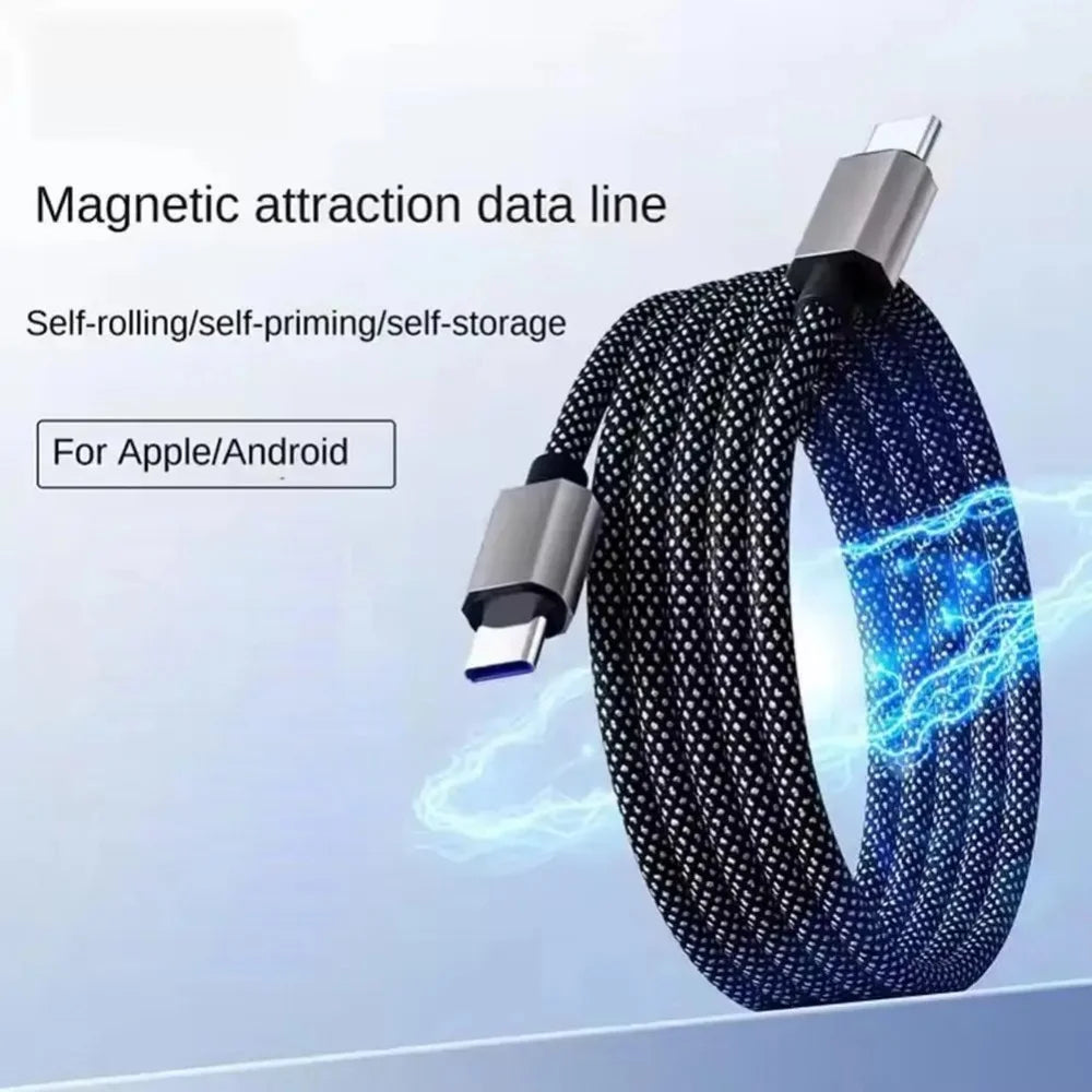 65W Magnetic USB-C Fast Charging Cable – Anti-Tangle, iPhone & MacBook