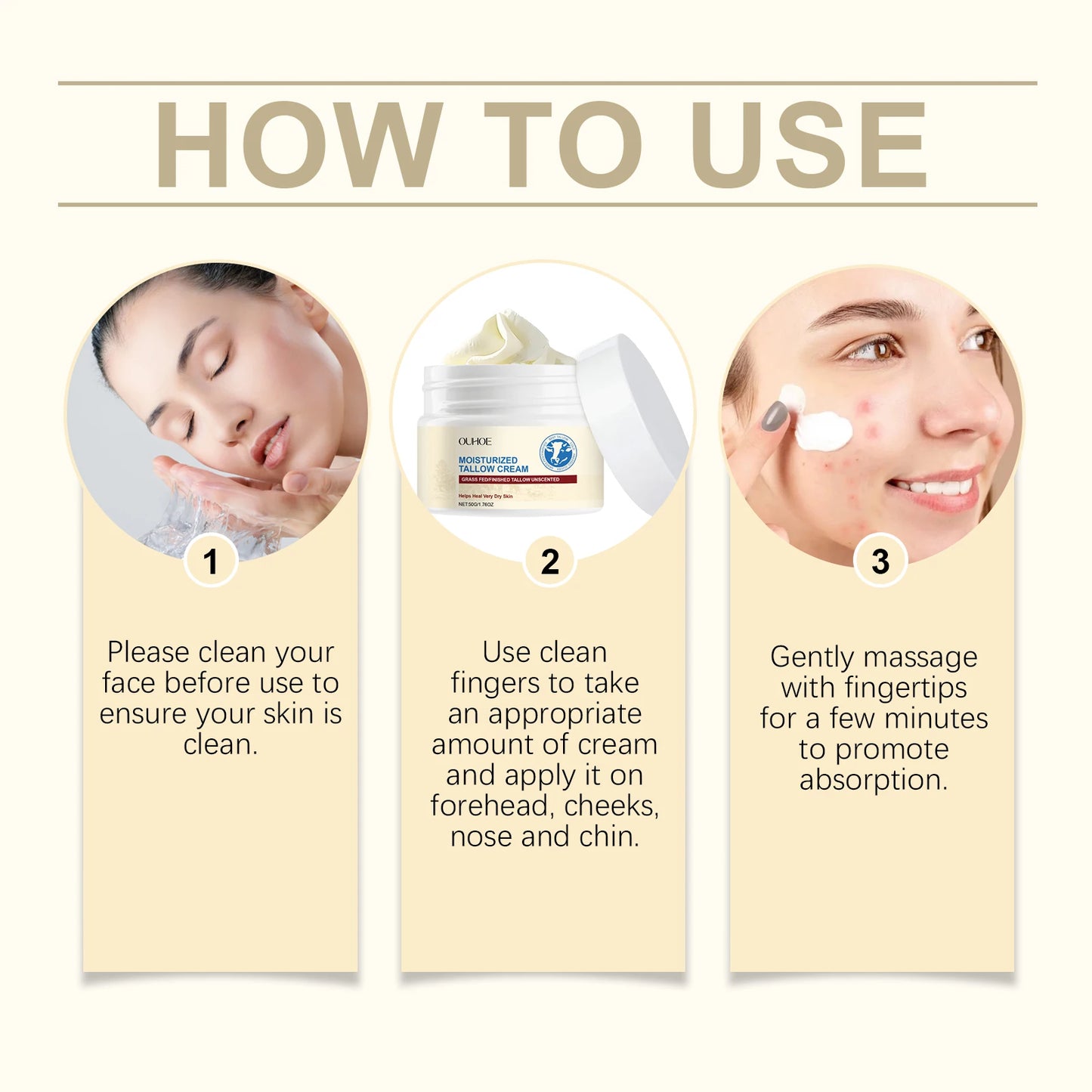 Tallow Moisturizing Face Cream – Hydration & Skin Repair 50g
