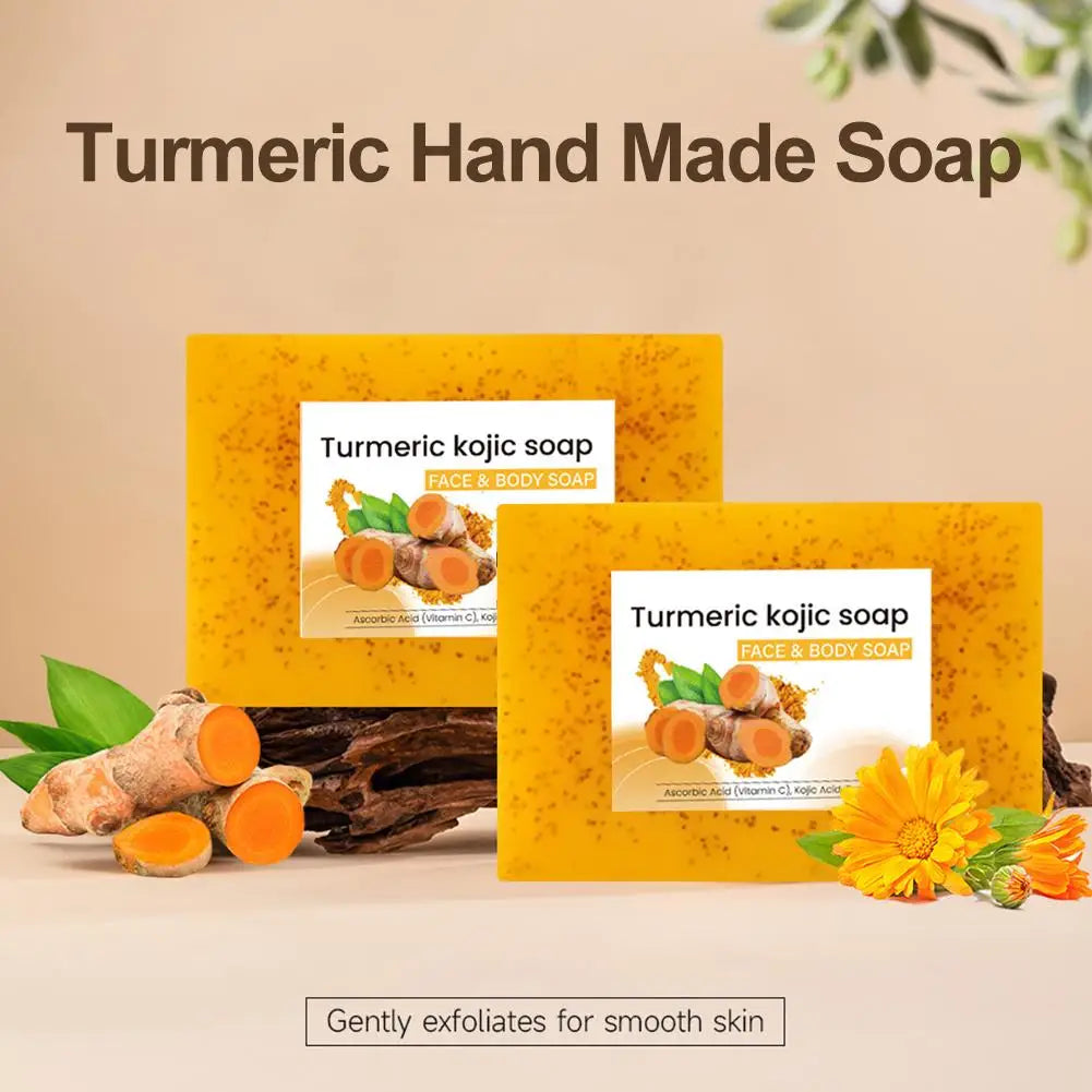Turmeric Soap Lemon Acids Handmade Soap Kojic acid soap Natural Skincare Bar for Moisturizing And Exfoliating Body And Face Peaceful Pleasures Health and Wellness