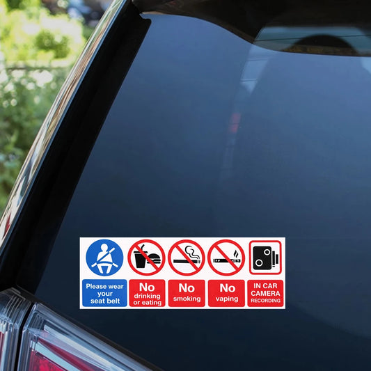 120mm x 40mm Warning Stickers CCTV Seatbelt Passenger Rules Vinyl Car Sticker 2packs Peaceful Pleasures Health and Wellness Default Title