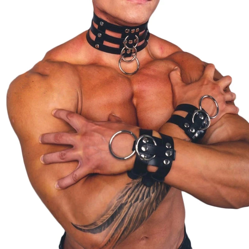 Man Harness Handmade PU Leather Fetish Gay Bondage Adjustable Chest