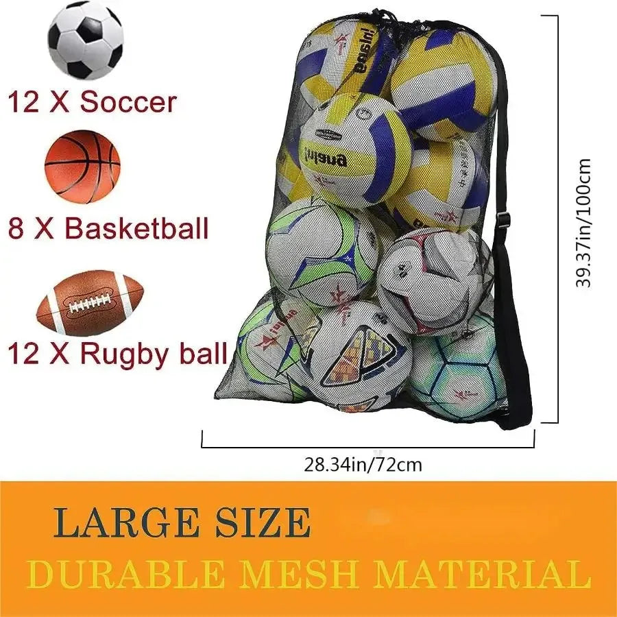 Large mesh sports bag with shoulder straps, drawstring bag for storing basketball, volleyball, baseball, and swimming equipment Peaceful Pleasures Health and Wellness