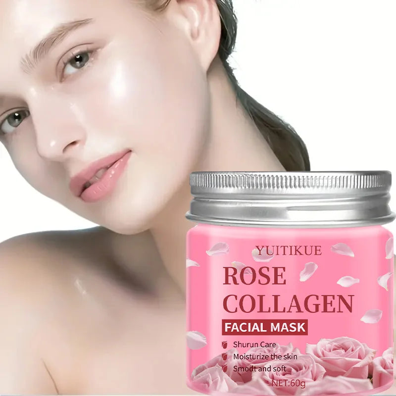 YUITIKUE Rose Collagen Facial Mask 60g - Night Care, Moisturize & Smooth Skin, Shurun Care Formula for Soft Skin Peaceful Pleasures Health and Wellness
