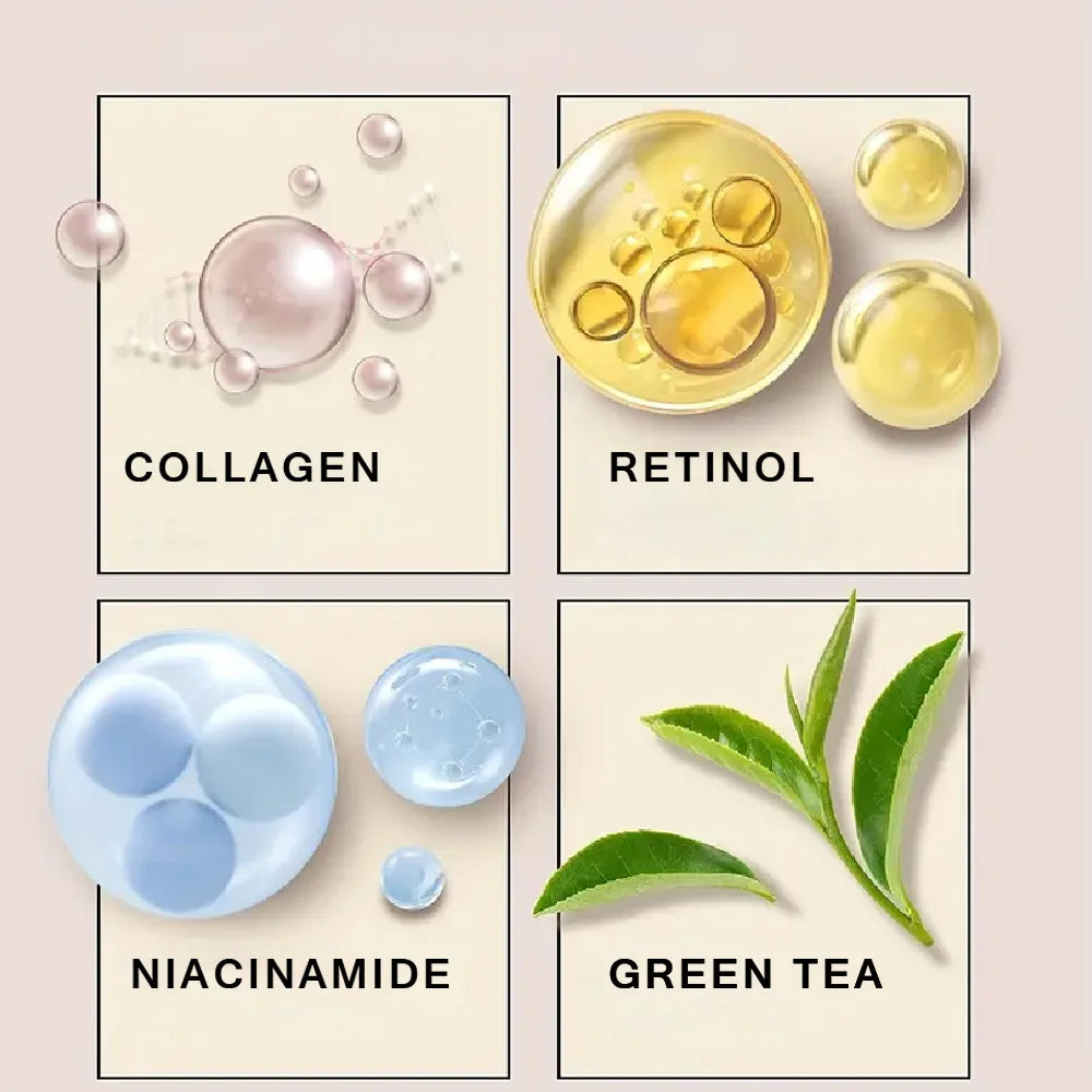 Collagen Retinol + Stem Cell Day Night Moisturizer & Serum Set - Hydrating Firming Skin Care with Niacinamide Hyaluronic Acid Peaceful Pleasures Health and Wellness