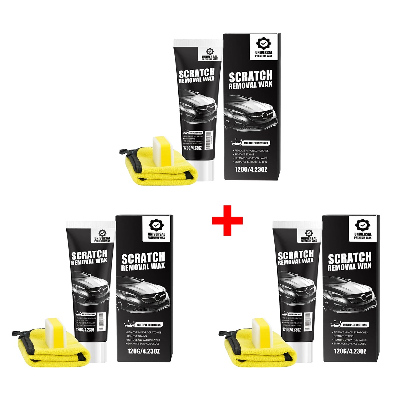 Car Scratch Repair Kit with Sponge & Towel Repair Coating Gloss Enhancement Car Surface Cleaning Repairing Products Peaceful Pleasures Health and Wellness 3pcs